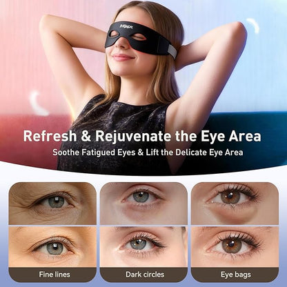 Red Light Therapy for Eyes, 630nm & 850nm Infrared Eye Pods for Eye Bags, Dark Circles, and Wrinkles, Red Light Therapy Glasses with Light-Blocking Eye Mask to Reduce Puffiness and Fine Lines – Black