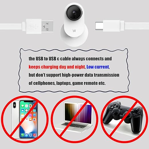 2 Pack USB C Cable for Security Camera Type C Charging Cord 33FT/10M Flat Long Power Supply Extension Wire Compatible with Yi Home CCTV Cam Outdoor Indoor Waterproof White
