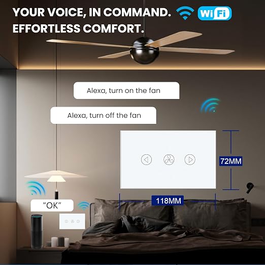 Smart Fan Switch Need Neutral Wire,White
