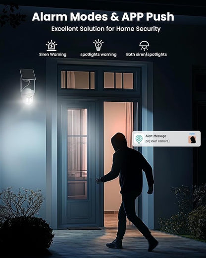 VIZIUUY Solar Security Cameras Wireless Outdoor, 3MP Pan/Tilt 360°View Solar/Battery Powered WiFi Camera with Color Night Vision/PIR Sensor/2-Way Audio/Alexa(3 Pack)