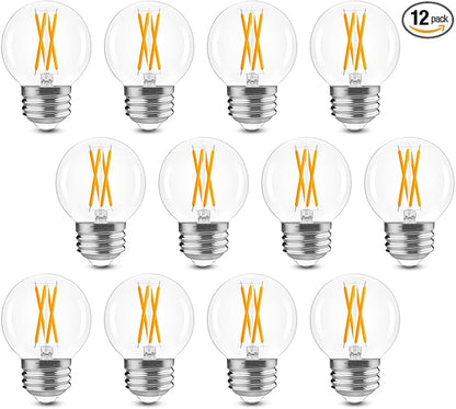 GvvooHome Dimmable G16.5 Light Bulb 2700K Warm White, 4W, 40 watt Equivalent, E26 LED Globe Bulb, Round Edison Bulbs for Ceiling Fan, Chandeliers, 90+CRI 400LM, 12 Pack