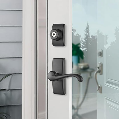 Ideal Security GL Door Lever Set with Keyed Deadbolt Lock for Storm and Screen Doors, Matte Black (4-Piece Set)