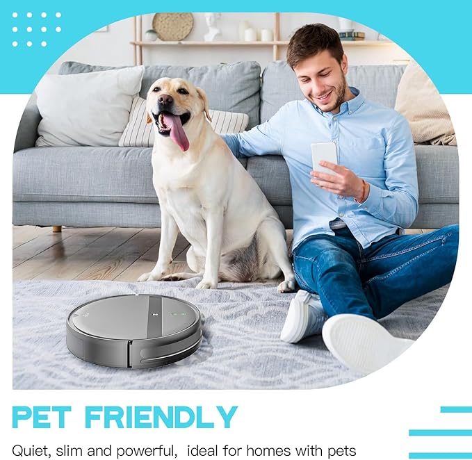 Kilgone Robot Vacuum and Mop, App/Alexa Control for Pet Hair, Hard Floor, Carpet, Customized Cleaning