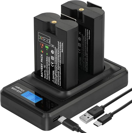 2-Pack 7200mAh Replacement Battery Pack with LED Charger Station for Ring Video Doorbell 2/3/3 Plus/4, Spotlight Cam, Stick Up Plus/Pro | Rechargeable Li-ion Battery | Quick Release Power Supply