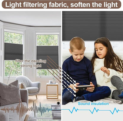 Godark Motorized TDBU Cellular Shades with Remote Control Smart Honeycomb Blinds Compatible with Alexa Google Home Smarthings Custom Double Cellular Light Filtering for Indoor Windows Doors-Black