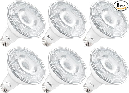 Sunco PAR30 LED Bulb, Exterior Flood Lighting, Long Neck Recessed Light Bulbs, 1200 LM, 11W (75W Equivalent), 3000K Warm White, Dimmable, E26 Base, High Brightness, Indoor/Outdoor UL 6 Pack.