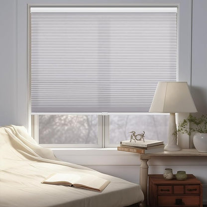 Changshade Cellular Shades Window Blinds Light Filtering Cordless Custom Size, Honeycomb Door Window Blinds 1.5 inch Cell Pleated Easy to Install for Home, Office, Bedroom, Bathroom, Nursey, Grey