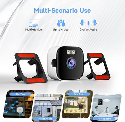 AXB Window Camera for Home Security: 2.4GHz&5GHz WiFi 4K Indoor Camera with Color Night Vision - Smart Motion Detection 24/7 Recording - Easy&Quick Install Includes 2 Multi-Angle Window Mounts