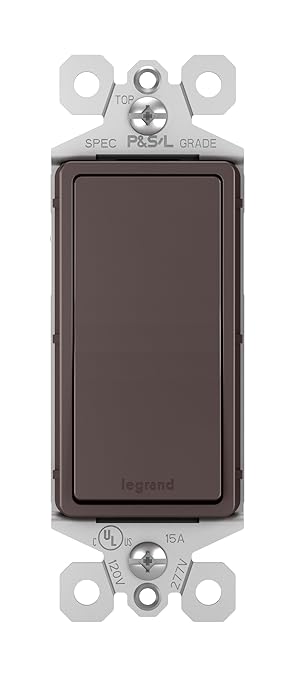 Legrand Radiant TM870DBCC10 15 Amp Rocker Wall Switch, Single Pole Decorator Light Switches, Dark Bronze (1 Count) (Pack of 10)