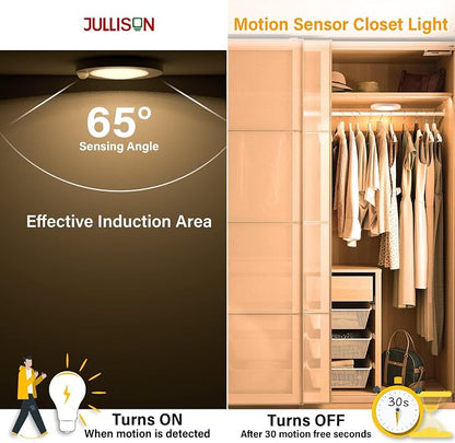 4 Inch Field Selectable 5CCT LED Motion Sensor Ceiling Light, 120V Wired Closet Light, 10 Watts, 600Lm, CRI80+, Non-dimmable, ETL Certified, Wet Location, Round/White, 10 Pack