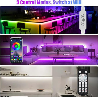 6Pcs Under Cabinet Lights Kit,Music Sync Color Changing LED Lights with RF Remote and APP,Dimmable Flexible Cabinet Lights,5V USB Under Cabinet LED Lighting for Counter Shelf Bookcase TV Back-6x1.64ft