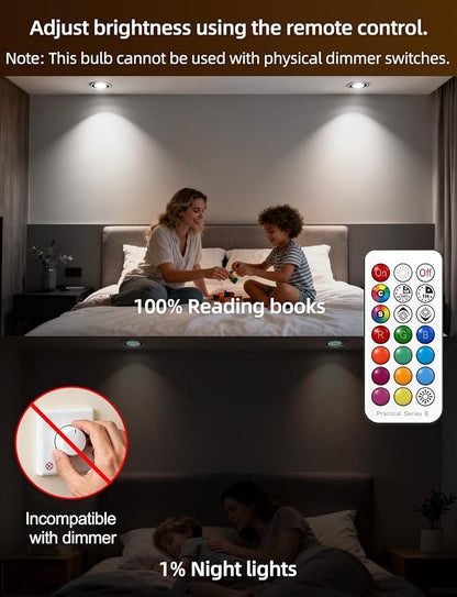 ILC GU10 LED Light Bulb, 40 Watt Equivalent Color Changing 12 Colors 5W Dimmable Daylight White 5000K RGB LED Light Bulbs with Remote Control (Pack of 4)