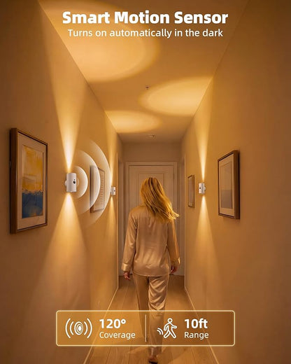 EZVALO Battery Operated Wall Sconce with Motion Sensor, 4000mAh Rechargeable Wall Light, 3 Color Temperatures & 12 RGB, Up & Down LED Lighting for Hallway, Stairs (White, 1 Pack)