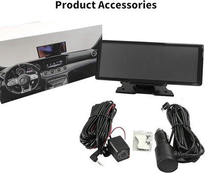 SCUMAXCON 10.26" Portable Car Stereo Wireless Carplay Android Auto 4K Dash Cam IPS Touchscreen Backup Camera Loop Recording GPS Navigation Bluetooth FM AUX Built in Speaker Car Audio Receiver