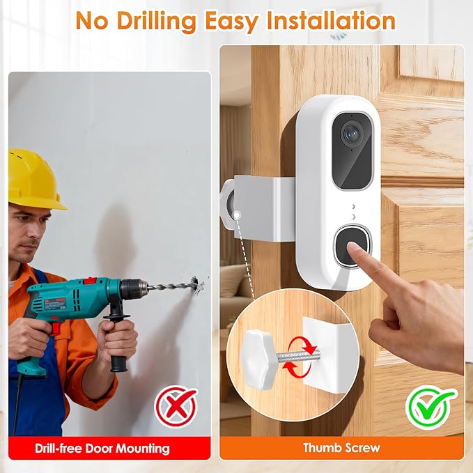 Anti-Theft Doorbell Mount for Arlo Video Doorbell 2K (2nd Gen), Arlo Camera Mount Easy No-Drill Mounting Bracket, Weatherproof Protection for Arlo Doorbell Camera, Ideal for Homes Apartments Rentals
