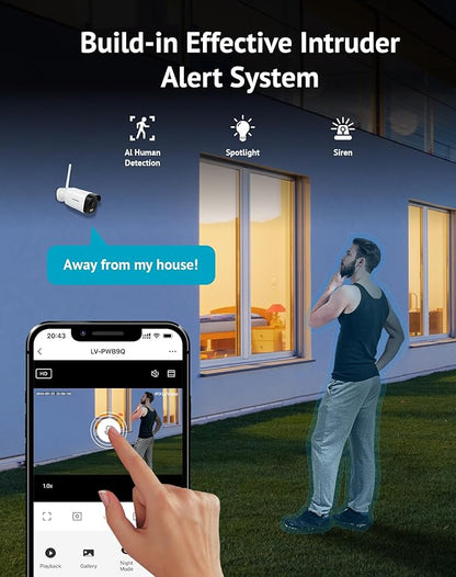 LaView 4K Outdoor Security Cameras,8MP HD Cameras for Home Security with AI Human Detection,IP65 Waterproof,2-Way Talk,Clear Night Vision,2.4G WiFi,SD Card Slot&US Cloud Storage,Work with Alexa(4pcs)