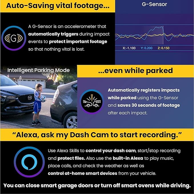 Nextbase 622GW Dash Cam with Rear Window Cam and 256GB Micro SD Memory Card Bundle - Dash Cam Front and Rear with True 4K 30fps UHD Auto Record, Wi-Fi, GPS, Bluetooth, Alexa, Parking Mode
