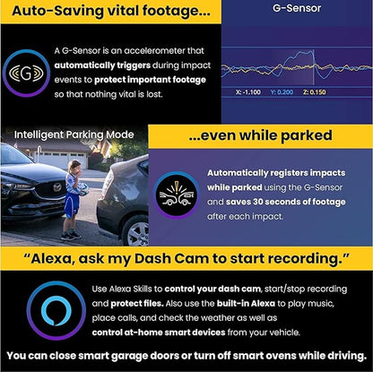 Nextbase 622GW Dash Cam with Rear Window Cam and 256GB Micro SD Memory Card Bundle - Dash Cam Front and Rear with True 4K 30fps UHD Auto Record, Wi-Fi, GPS, Bluetooth, Alexa, Parking Mode