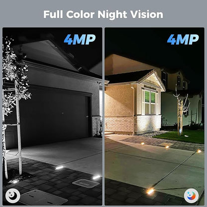 Hiseeu Solar Security Cameras Wireless Outdoor, Battery Powered 3K 4MP Surveillance Indoor WiFi Smart Cameras for Home Security Outside, Motion Detection, Waterproof, Color Night Vision, 2-Way Audio