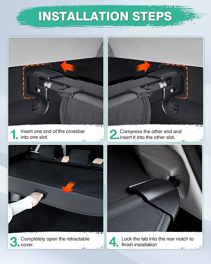 Powerty Cargo Cover for Nissan Rogue 2026 2021-2025 Platinum S SL SV, Trunk Cover Retractable Trunk Shielding Shade Rogue Accessories Cargo Luggage Cover No Gap(Not for Rogue Sport/Select)
