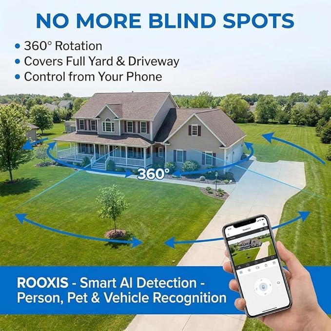 Wireless Outdoor Security Camera, 2026 Upgraded 4K WiFi Floodlight Camera with Siren, Color Night Vision, 360° PTZ, Motion Tracking & Patrol, 2-Way Audio, Alexa Compatible