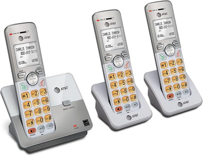 AT&T EL51303 3 Handset DECT 6.0 Cordless Home Phone Full-Duplex Handset Speakerphone,Backlit Display, Lighted Keypad,Caller ID/Call Waiting,Phonebook, Eco Mode,Voicemail Key,Quiet Mode,Intercom,Silver