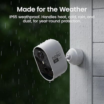 aosu Wireless Indoor/Outdoor Security Camera Kit with aosuBase Local Storage, 2K with 6X Zoom, 4-View Live, Cross-Camera Person Timeline, PIR + AI Human Detection, Color Night Vision, 4-Cam-Kit