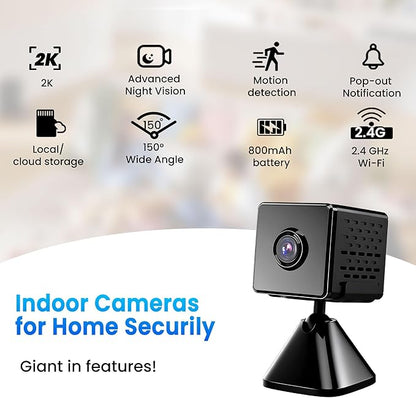 vebiliki 4K Spy Camera, Upgraded 5GHz WiFi, Mini Hidden Camera with Live View & Motion Alerts, Plug-in Nanny Cam with Night Vision, Cloud & Local Storage for Home, Baby, Pet Monitoring