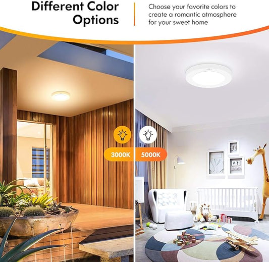 Brightever Motion Sensor LED Ceiling Lights, 1200LM & 15W(100W Equivalent), 3000K/4000K/5000K Selectable, 7.5inch Flush Mount Lighting Fixture for Indoor, Stairs, Pantry, Closet, Pack of 4, White