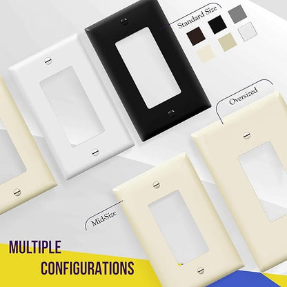 ENERLITES Decorator Light Switch or Receptacle Outlet Wall Plate, Gloss Finish, Size 3-Gang 4.50" x 6.38", Polycarbonate Thermoplastic, 8833-LA, Light Almond