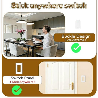 NineLeaf Remote Control Outlet Plug Kit, 5 Plug-in Light Switches with 1 Wall Remote, 15A/1500W, 500ft RF Range, No Wiring, Wireless Light Switch for Household Appliances(5 Outlets + 1 Remote)
