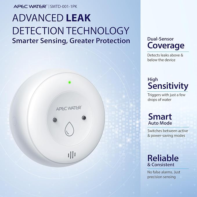 APEC Water WiFi Water Leak Detector, Dual Sensor, Pack of 1