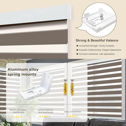 MING CHEN Motorized Blinds with Remote, Built-in Rechargeable Motor Smart Automatic Window Shades, Custom Size Electric Zebra Blinds Compatible with Alexa Google (70% Shading Brown)
