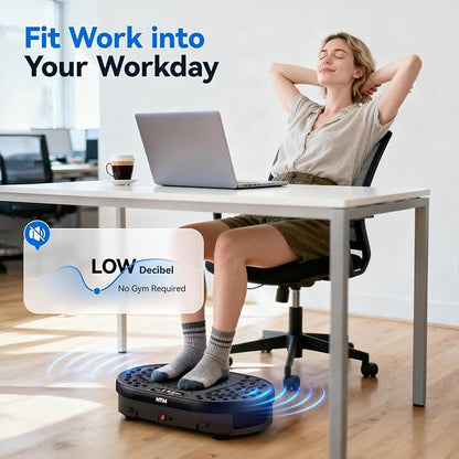 HTM Vibration Plate Exercise Machine, 9 Modes & 120 Speeds, Body Shake Plate with Resistance Bands Slot & Remote Control, 300 Lbs Capacity Shake Board for Weight Loss Fat Burner Home Fitness Workout