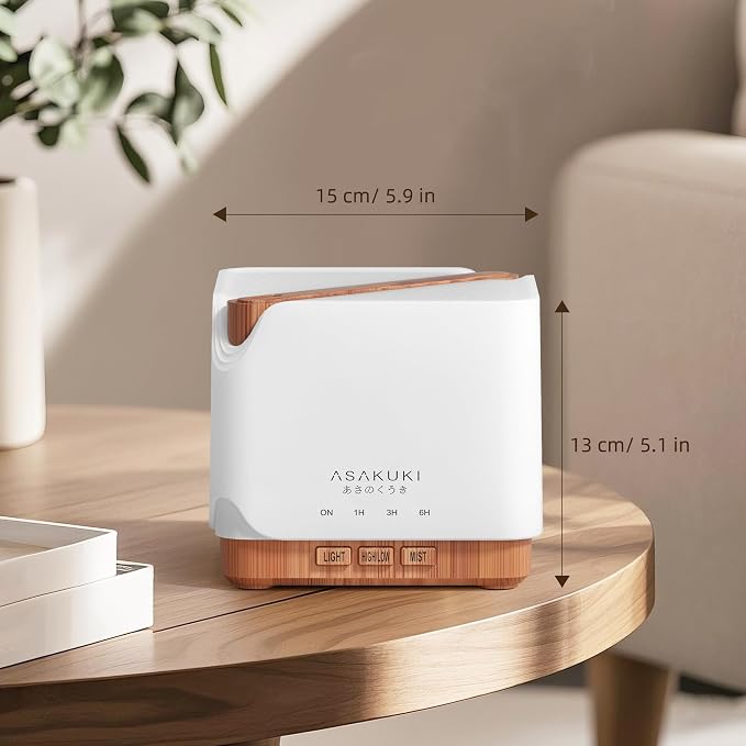 ASAKUKI Essential Oil Diffuser for Home with Top 6 Essential Oil Sets