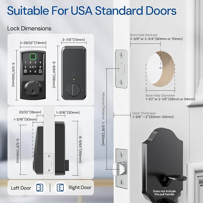 Nyboer 7-in-1 Keyless Smart Deadbolt Lock | Keypad Deadbolt,Easy Installation,Fingerprint unlock,Remote Control,Auto Lock,Waterproof