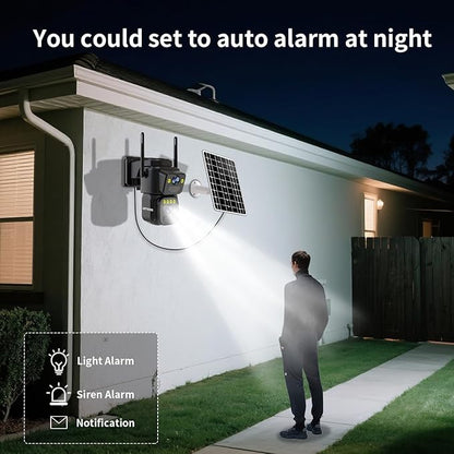 LETSCEE Security Cameras Outdoor WiFi,5G/2.4G Cameras for Home Security Solar Power with Dual Lens,Motion Detection,Night Vision,2-Way Audio,Weather Proof,No Subscription Fee