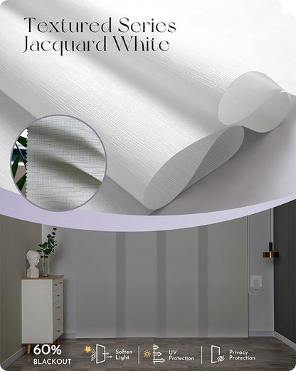 Graywind Motorized Sliding Panel Blinds Light Filtering Compatible with Alexa Google Smart Custom Panel Track Blinds Remote Control for Patio Sliding Door (Dimout Jacquard White)