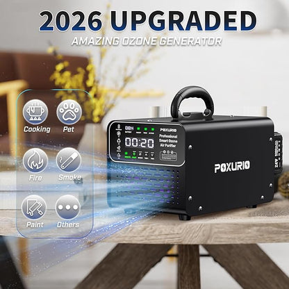 Ozone Generator Cordless with 2 x 5000mAh Battery&Quick Charger for 8-10 Hours Use, 1000000mg Commercial Odor Remover Digital Ozonator Machine With Remote Control, Auto Timming for Large Space
