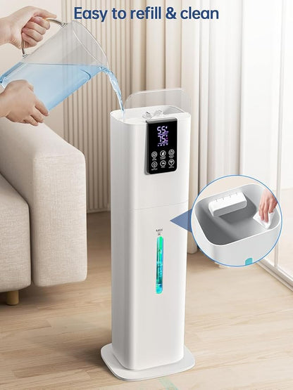 8L Smart Humidifiers for Bedroom Large Room, 2.1Gal Cool Mist Top Fill Diffuser Ambient Light, App & Remote Control, 3 Mist Modes, Quiet Humidifier for Home Office Plant