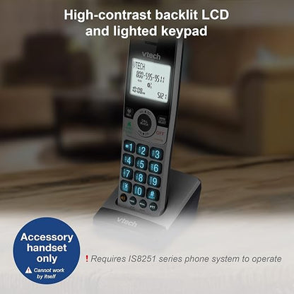 VTech IS8201 Additional Handset for IS8251 Business Grade Cordless Phone Series, Perfect for Home Office, Smart Call Blocking, Answering System, Bluetooth Connect to Cell