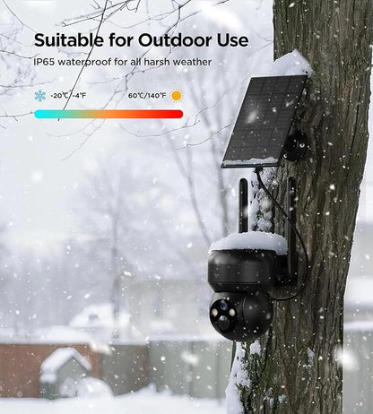 4G LTE Cellular Solar Security Camera Outdoor: No WiFi Solar Powered Security Camera Outdoor Built in SIM Card 2K Battery Wireless Cameras for Home Surveillance Outside 360° Live View Motion Detection