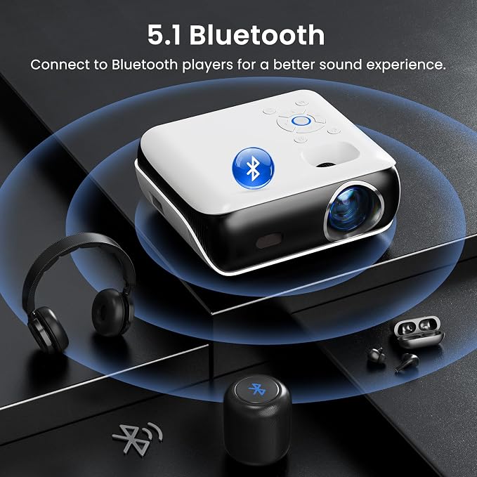 HAPPRUN Native 1080P Outdoor Smart Projector-Standard | Native 1080P • Mini & Portable • Easy Setup • Built-in Speaker • Indoor & Outdoor • Phone, Laptop & PS5 Compatible