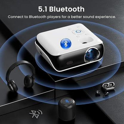 HAPPRUN Native 1080P Outdoor Smart Projector-Standard | Native 1080P • Mini & Portable • Easy Setup • Built-in Speaker • Indoor & Outdoor • Phone, Laptop & PS5 Compatible