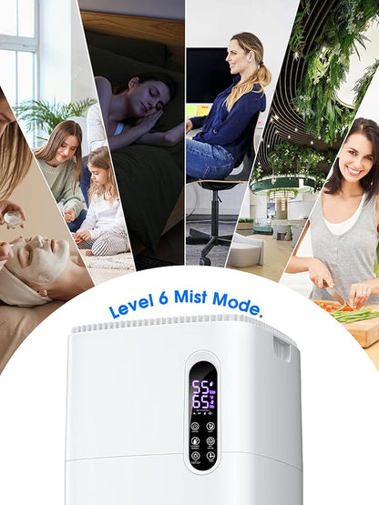 26L/5.7Gal Humidifier Large Room 3000 ft², Supersized Cool Mist, 38H Quiet Humidifiers for Bedroom, 2000mL/h Mist Output, Touch/Remote Control, Humidifiers for Home, Whole House, Plant, White