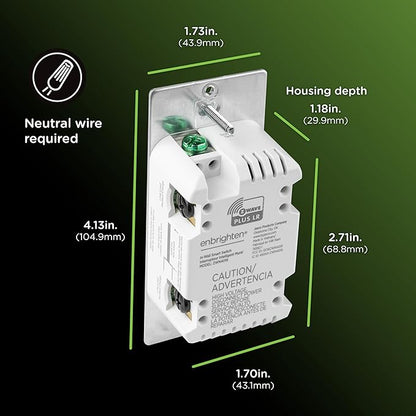 Enbrighten 800 Series Z-Wave On/Off Toggle Switch, Long Range 800LR, Quick Fit, Simple Wire, Direct 3-Way (No Add-On Switch Needed), Smart Hub Required, Compatible with Alexa, Google Home, 76592