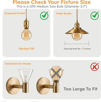 Globe Edison LED Light Bulb, Vintage Decorative Dimmable Bulb Round Glass Cover, 3.5W Low Lumen Eye-Caring Soft Dim Lighting for Mood(Not Daylight White), E26 Medium Base, Amber RN G95