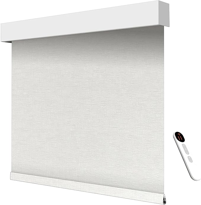 Motorized Light Filtering Roller Shades – Smart Electric Blinds for Living Room, Alexa Google Home Siri, Matter Compatible, Custom Window Shades, Cordless Rechargeable