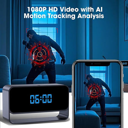 LIBREFLY Full HD 1080P WiFi Hidden Camera Clock – Wireless Spy Camera – Mini Nanny Cam for Home Security - Night Vision