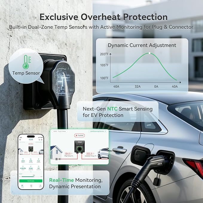Upgraded Version Level 2 EV Charger, 40A /9.6KW or 48A/11.5KW